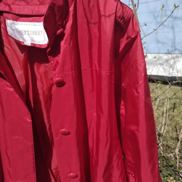 FLEET STREET Vintage Long Trench Raincoat Women's Cranberry/Red Size 18 *FLAWS* - Picture 7 of 16